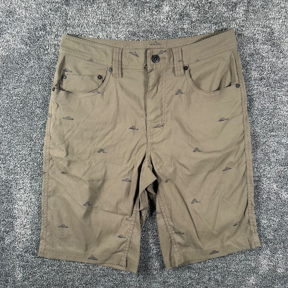 prAna Shorts Mens 30 Zion Brown Mountain Graphic Stretch Hiking Outdoor Trail
